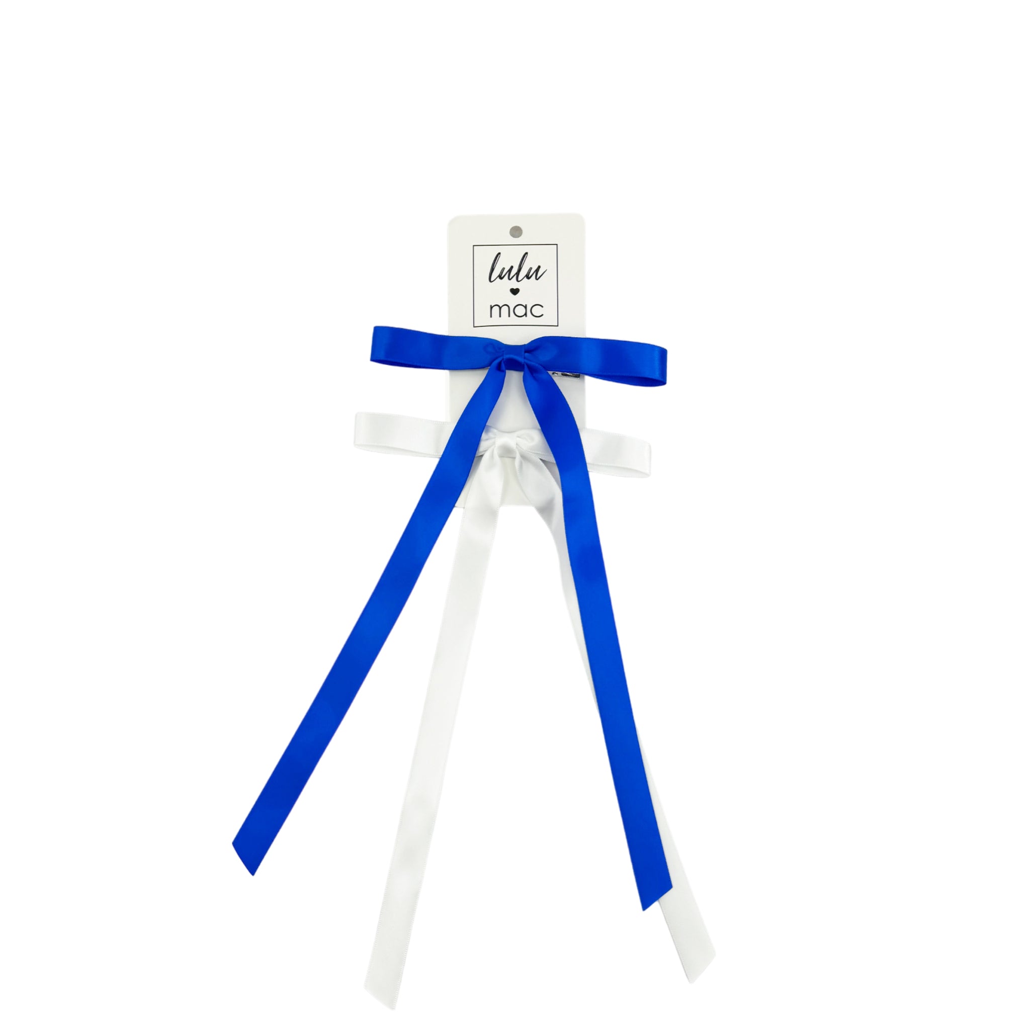 DDM-7656 Satin Mini Double Bow Royal/White