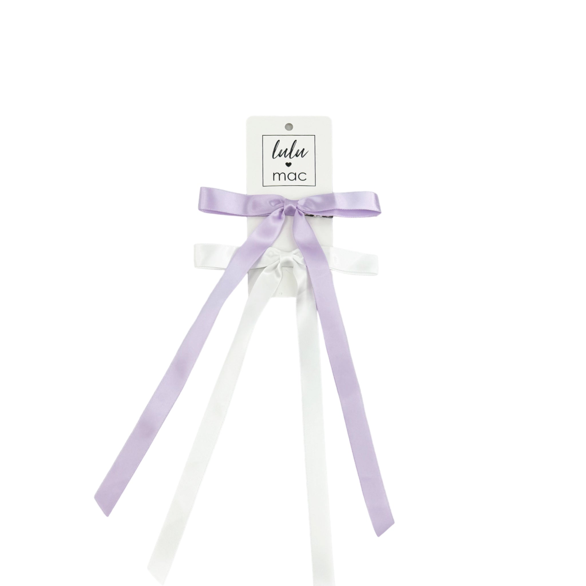 DDS-7656 Satin Mini Double Bow Lavender/White