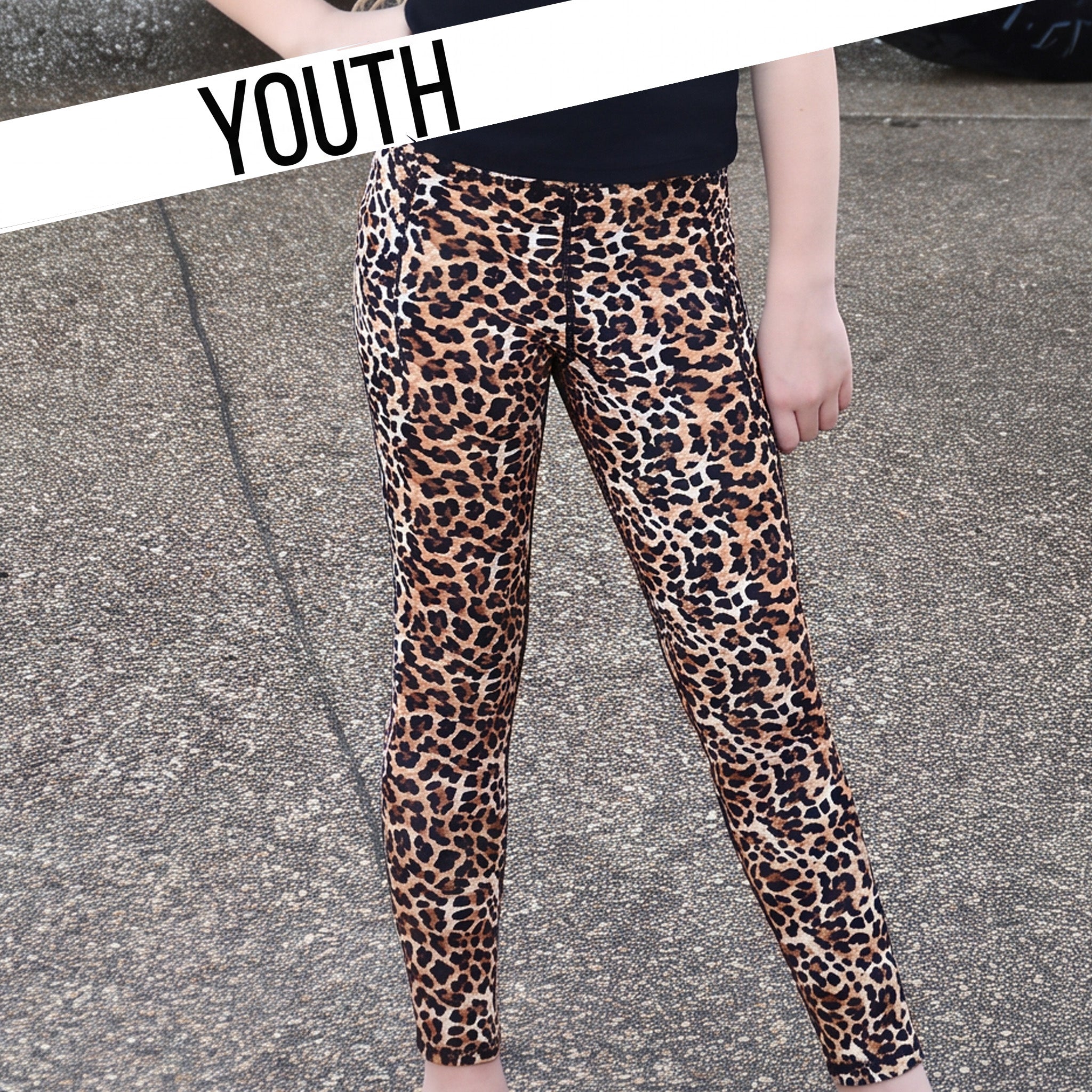 KD-PLG-4248 YOUTH PRINTED LEGGINGS - LEOPARD