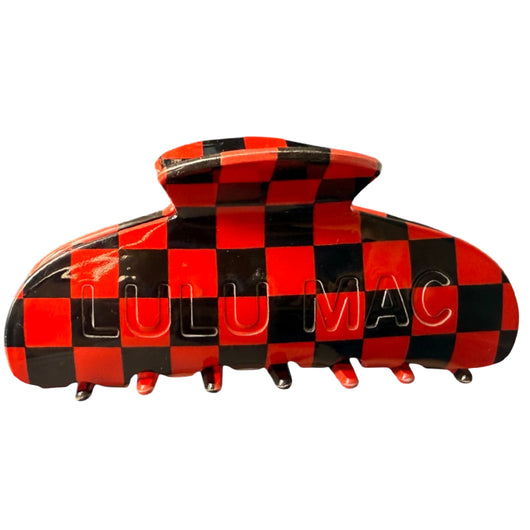 LULU MAC HAIR CLIPS LM-HR-1002 Checkered Red/Black