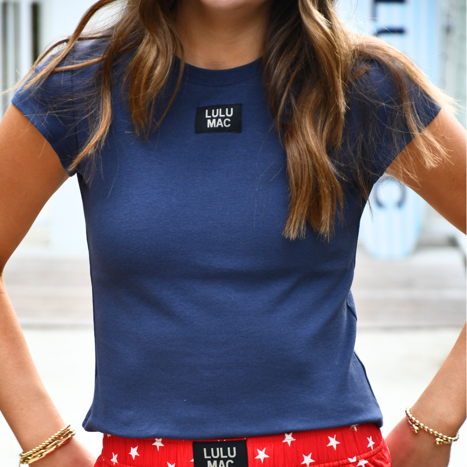 LM-TP1000- BABY DOLL TOP SS-NAVY