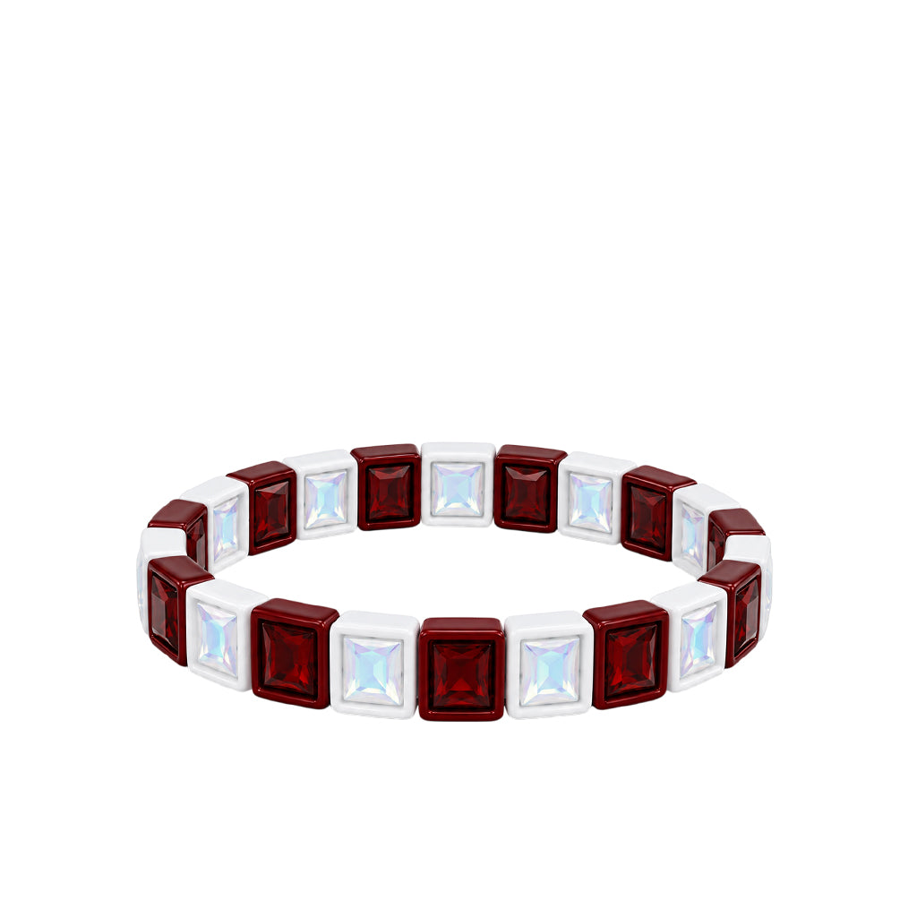 BR-RS-1002 Crimson/White Rhinestone Bracelet