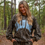 LM-SW-1017 Mossy Oak Sweatshirt W/ Light Blue Letters