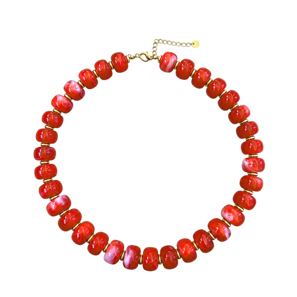 LM-NK-1006 BEADED NECKLACE - RED