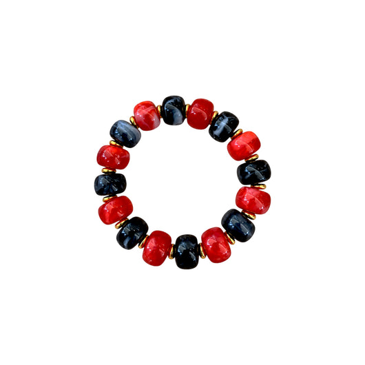 LM-BR-1006 BEADED BRACELET - RED/BLACK