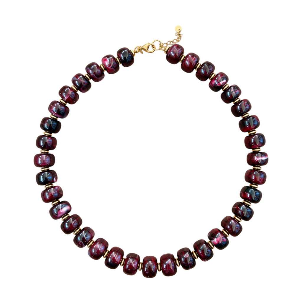 LM-NK-1006 BEADED NECKLACE - MAROON