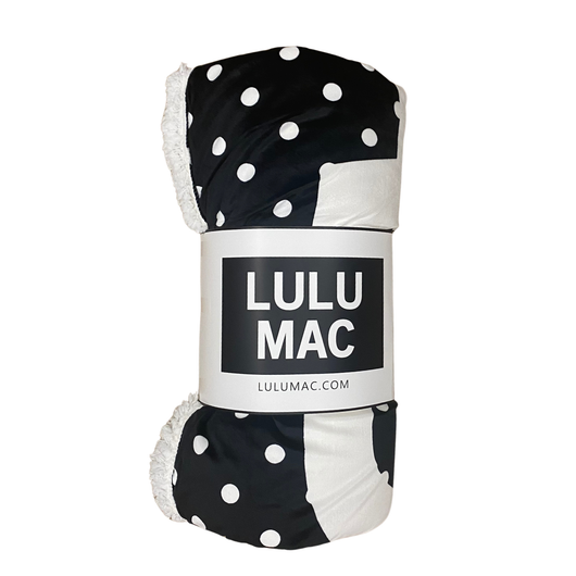 LM-BK-1002-PD LULU MAC BLANKET BLACK WITH WHITE DOTS