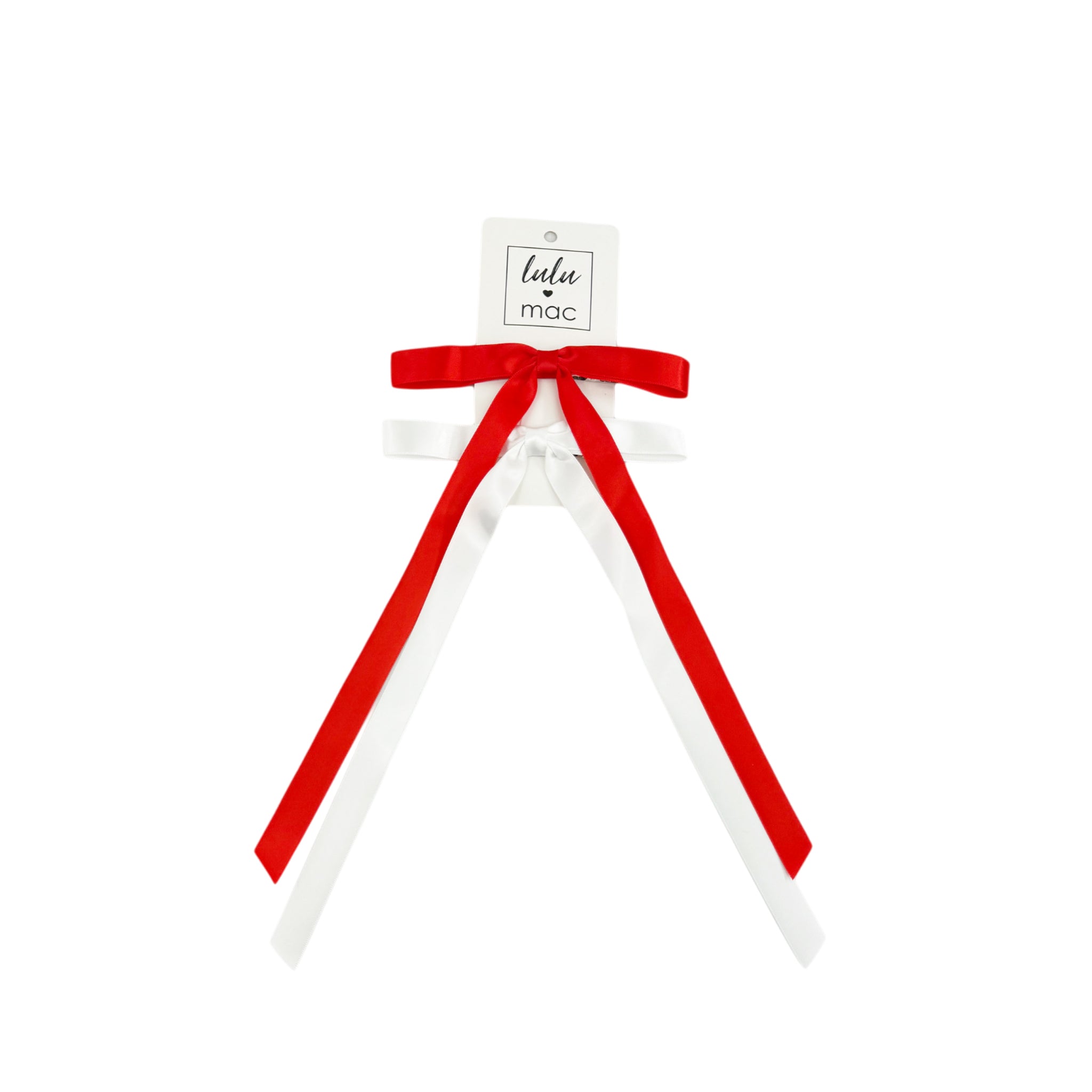 DDS-7656 Satin Mini Double Bow Red/White