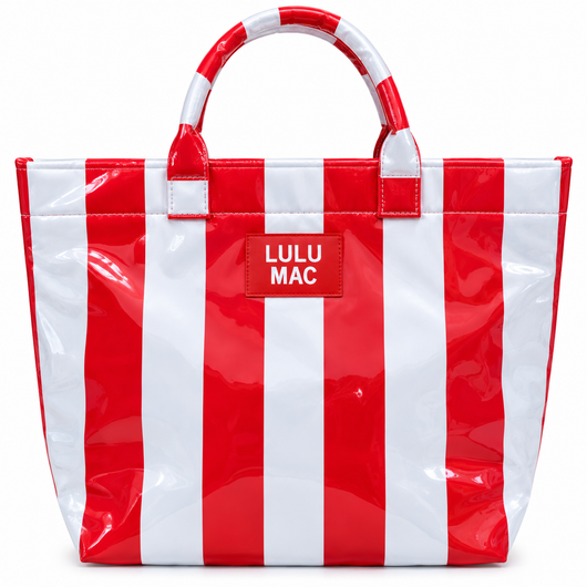 LM-BG-1003 TOTE BAG RED/WHT STRIPE