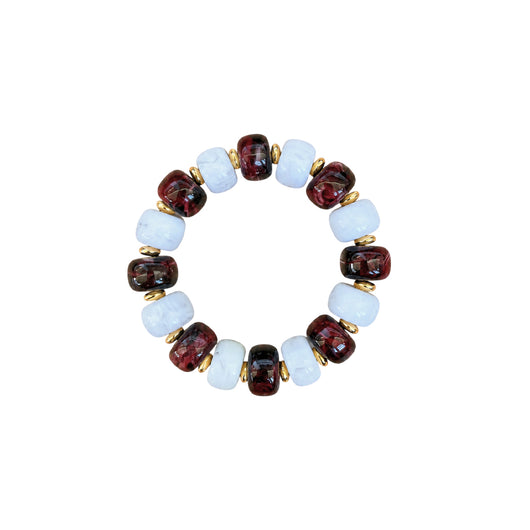 LM-BR-1006 BEADED BRACELET - MAROON/WHITE