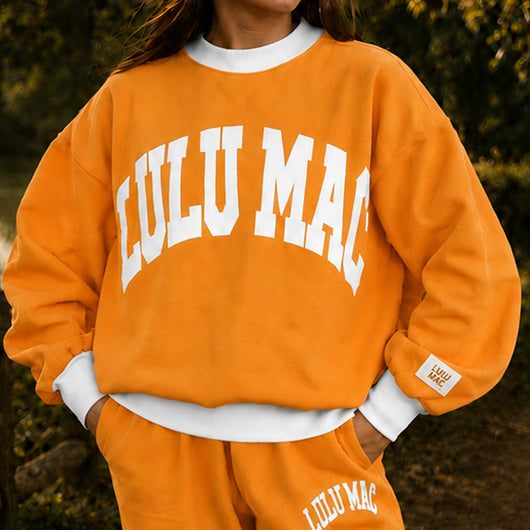 LM-MN-1009 Puff Mock Neck Sweatshirt- TN Orange/White