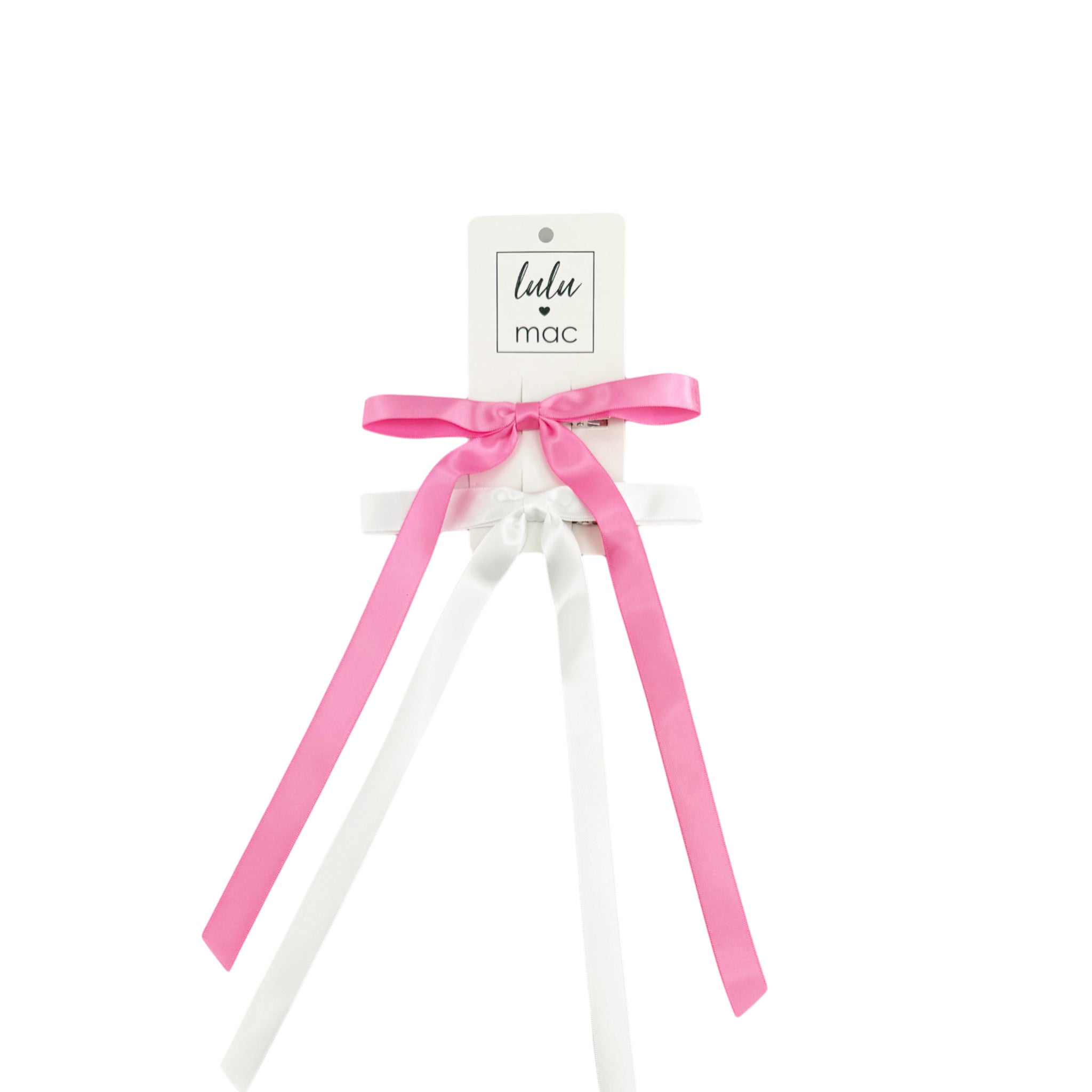 DDS-7656 Satin Mini Double Bow Bubblegum Pink/White