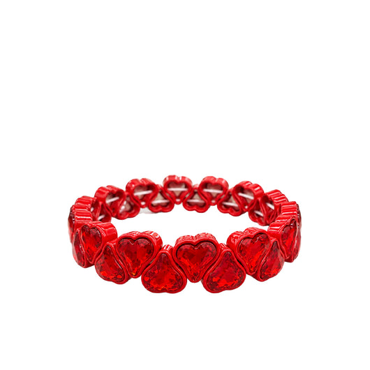 BR-RS-HEART Heart Rhinestone Bracelet - Red