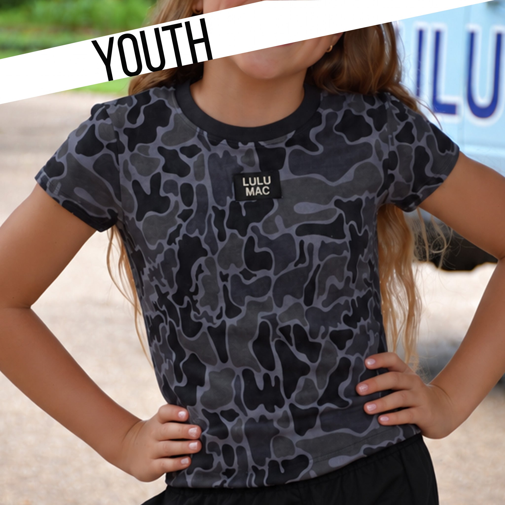 KD-TP1000 Kids Print Baby Doll Top - Black Camo