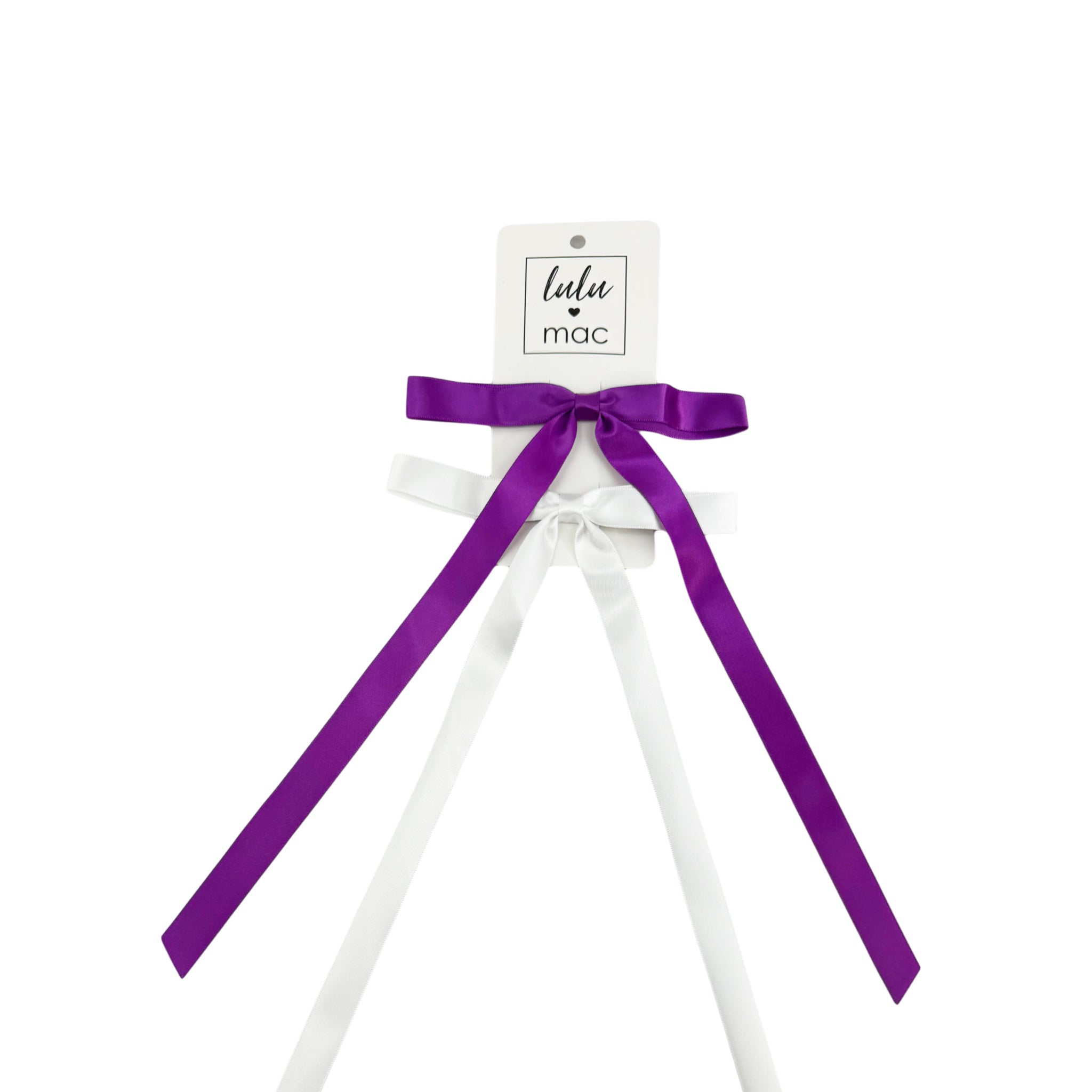 DDM-7656 Satin Mini Double Bow Purple/White