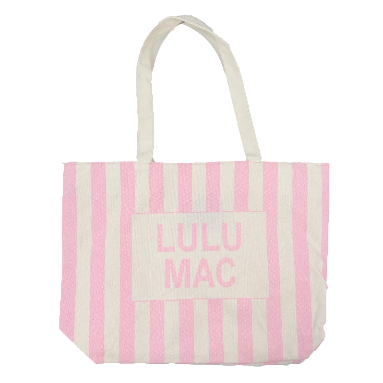 Lulu Mac Canvas Tote LM-BG-1002-Pink/White Stripe