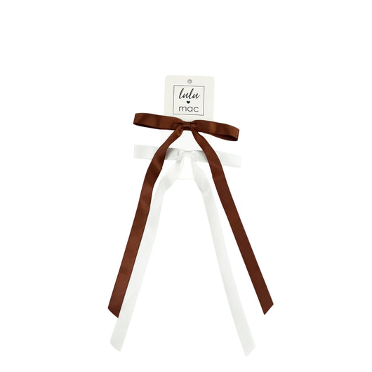 DDM-7656 Satin Mini Double Bow Brown/White