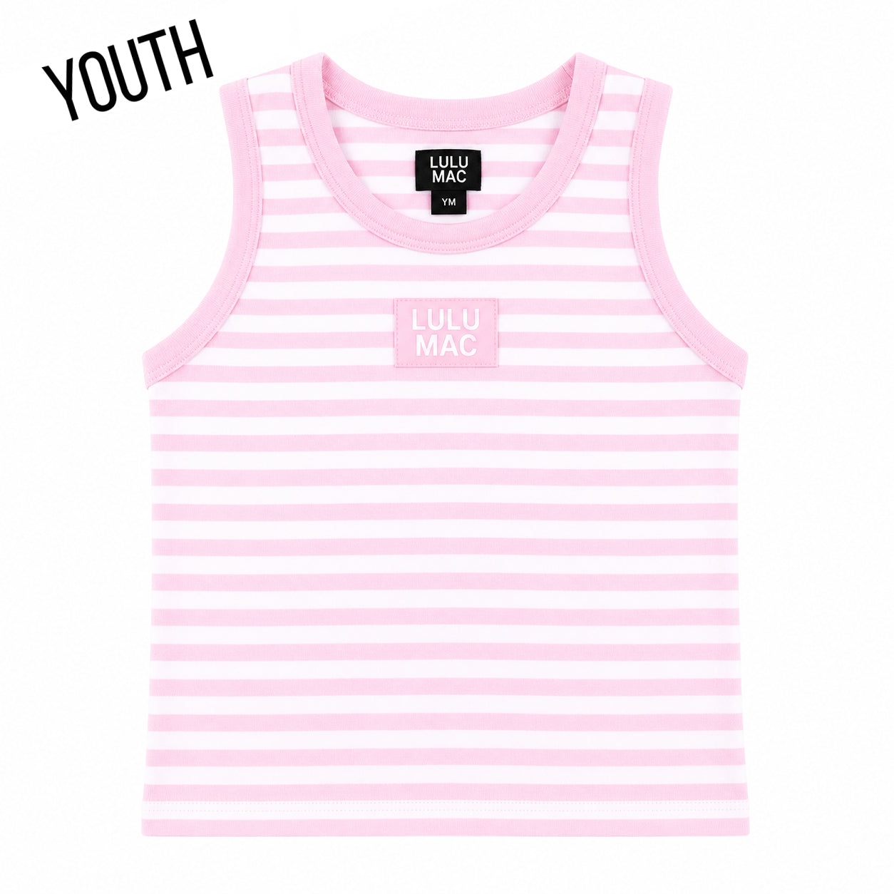 KD-MC-STRIPE MONOCHROME PATCH YOUTH TANK-LIGHT PINK