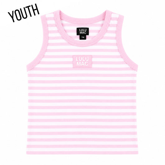 KD-MC-STRIPE MONOCHROME PATCH YOUTH TANK-LIGHT PINK