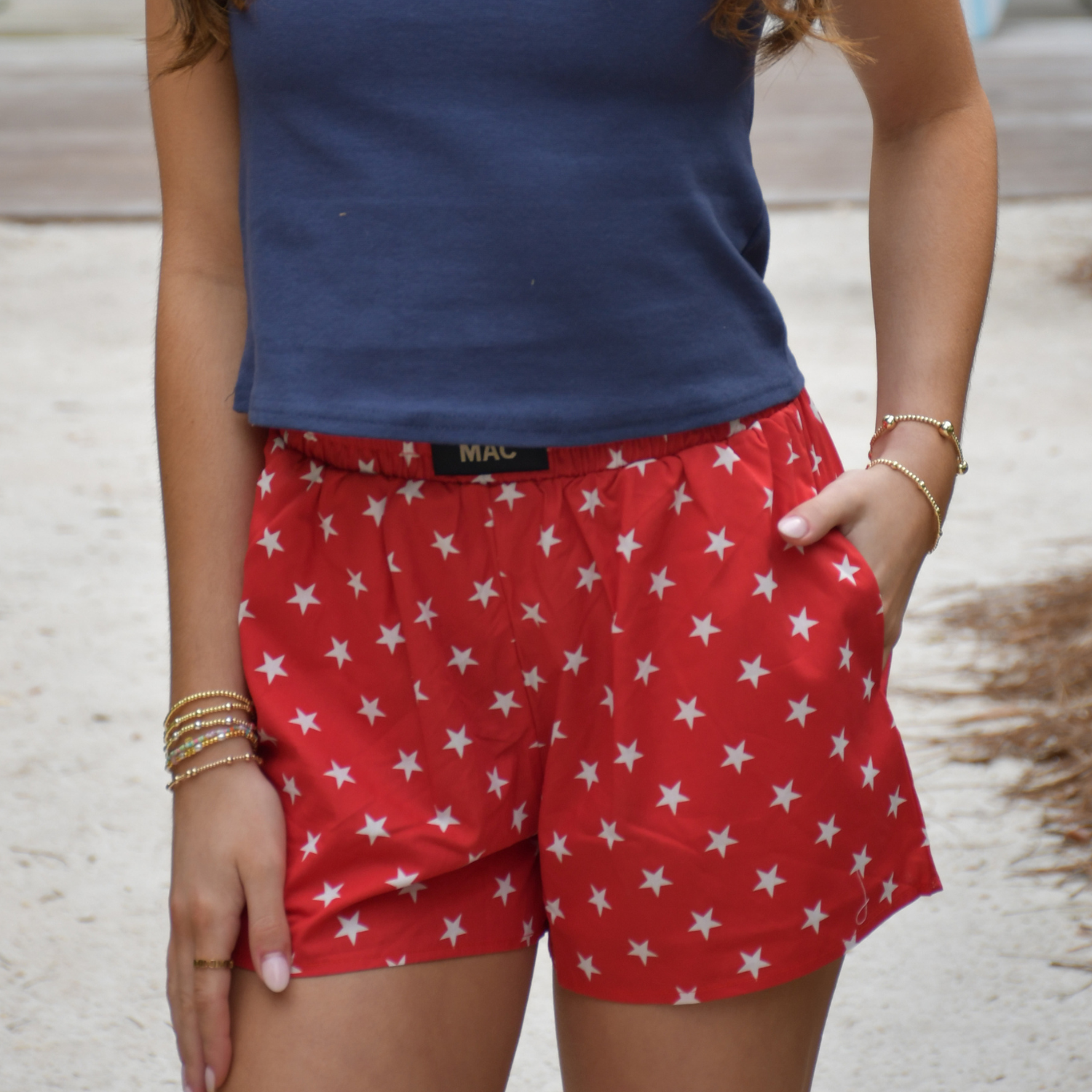 LM-SH-1002 RED  STAR BOXER SHORT