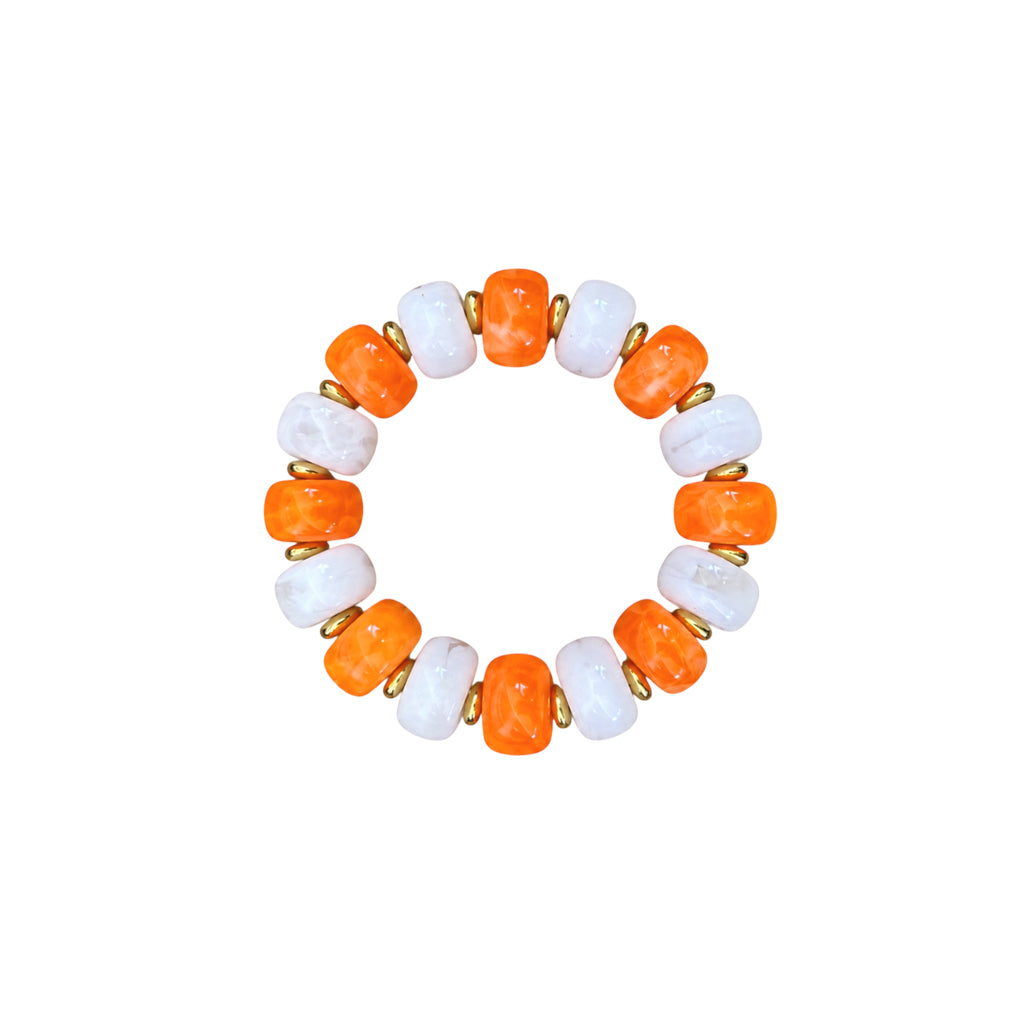 LM-BR-1006 BEADED BRACELET - ORANGE/WHITE