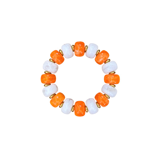 LM-BR-1006 BEADED BRACELET - ORANGE/WHITE