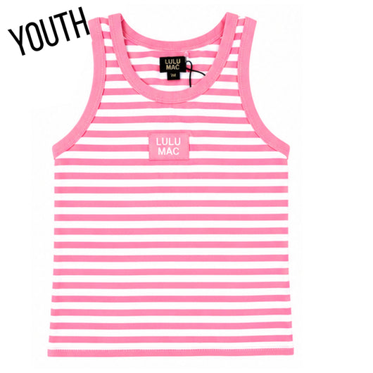 KD-MC-STRIPE MONOCHROME PATCH YOUTH TANK-NEON PINK