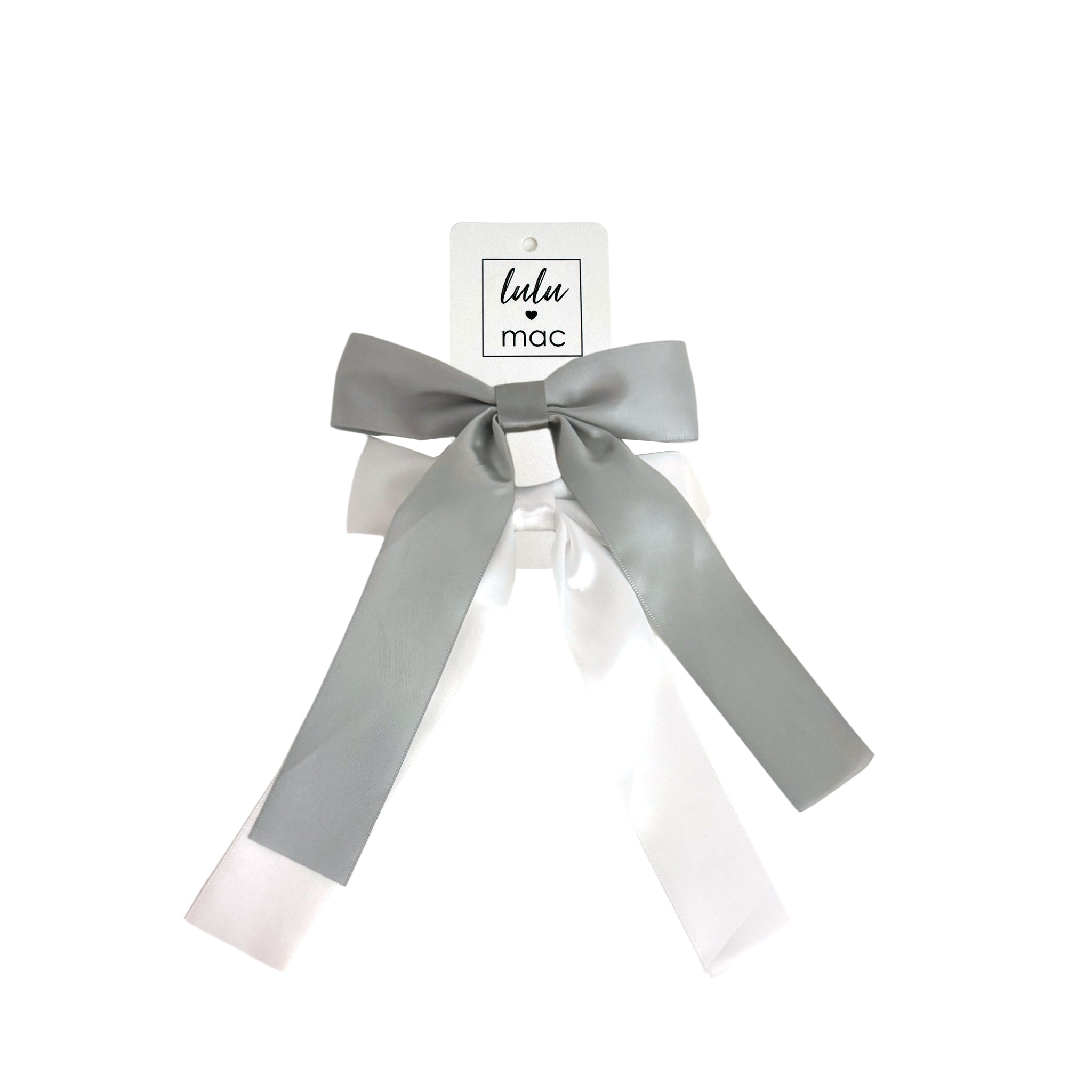 DDS-5195 Satin Double Bow Grey/White
