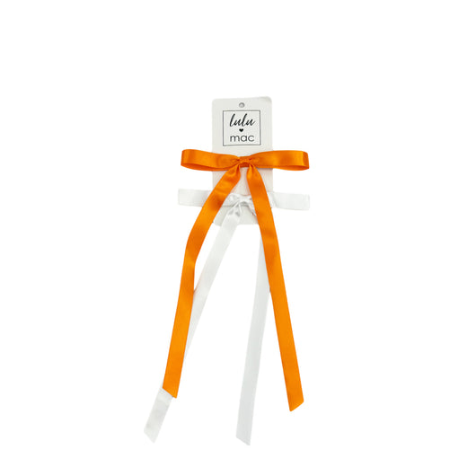 DDM-7656 Satin Mini Double Bow Orange/White