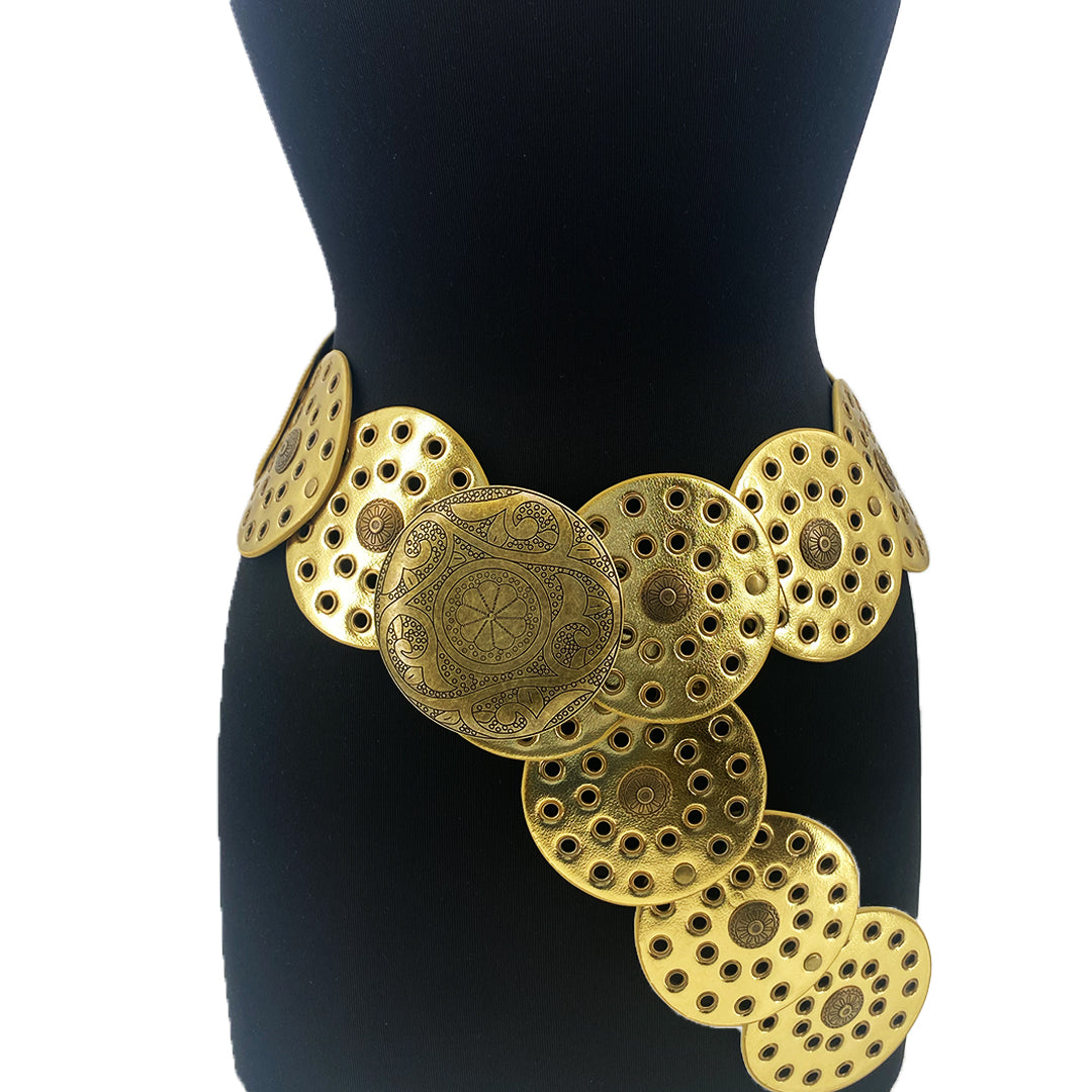Large Circle Disc Belt-Gold