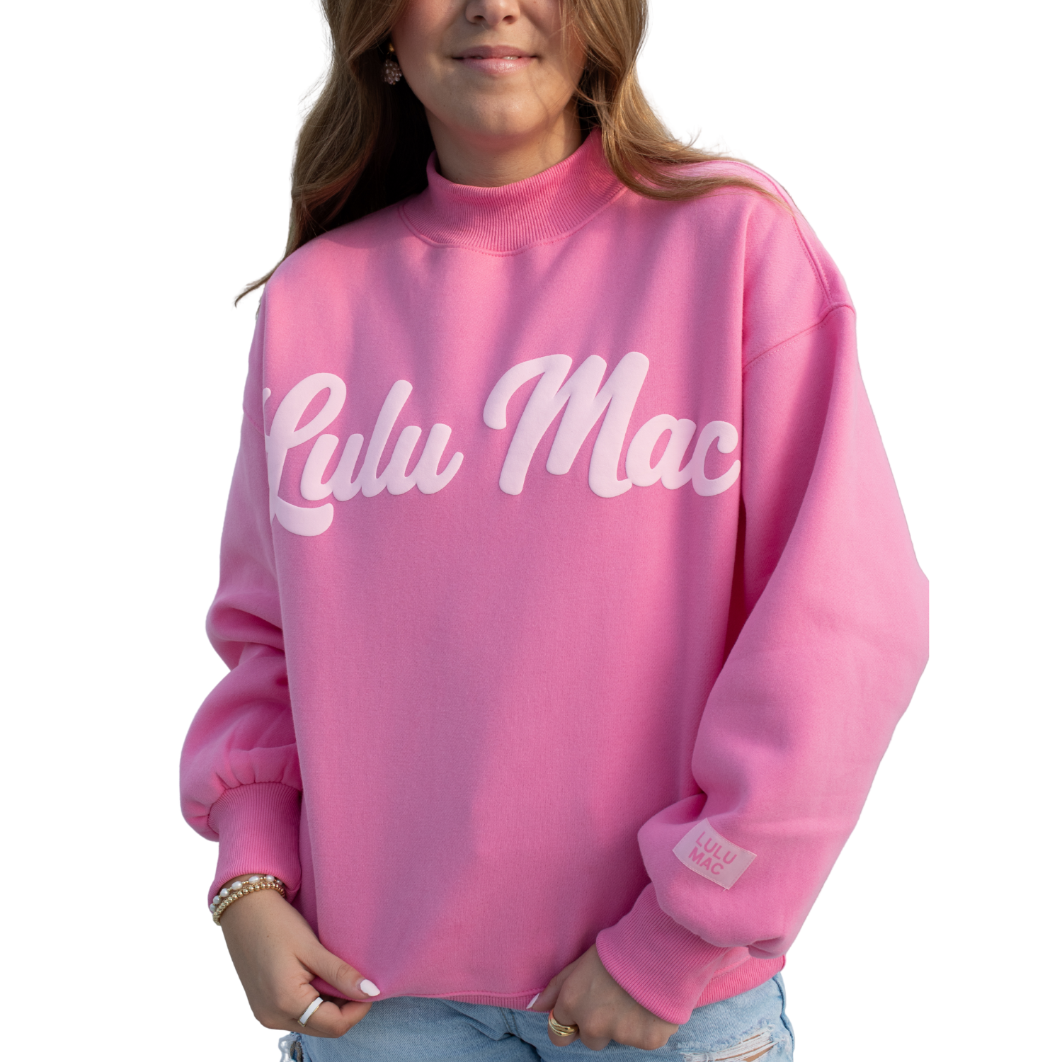 LM-SW-1020 Script Sweatshirt Bubblegum/Light Pink
