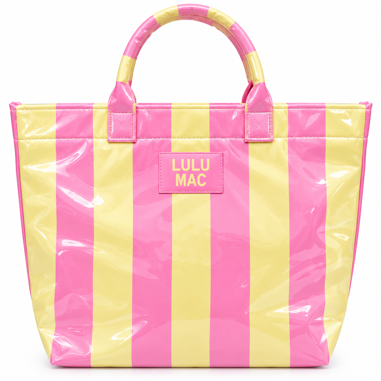 LM-BG-1003 TOTE BAG PINK/YELLOW STRIPE