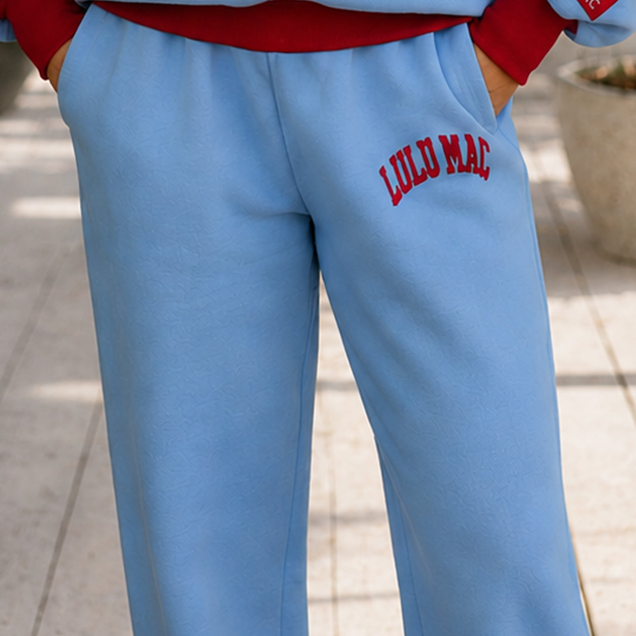 LM-PA-1009 Puff Pant- Light Blue/Red