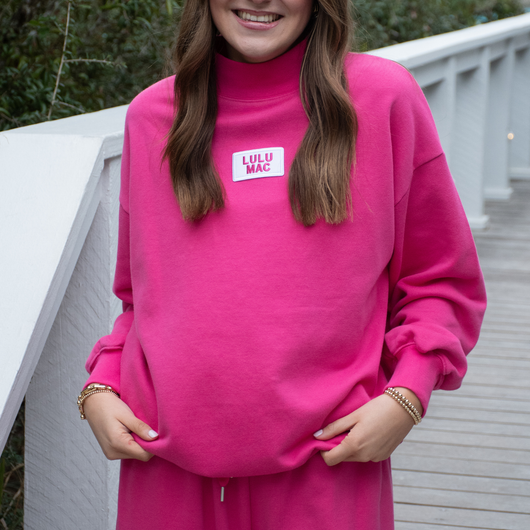 LM-TP-1001 LONGSLEEVE TERRY CLOTH TOP-HOT PINK