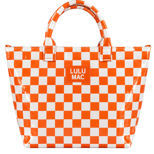 LM-BG-1003 TOTE BAG TN ORANGE/WHITE CHECKERED