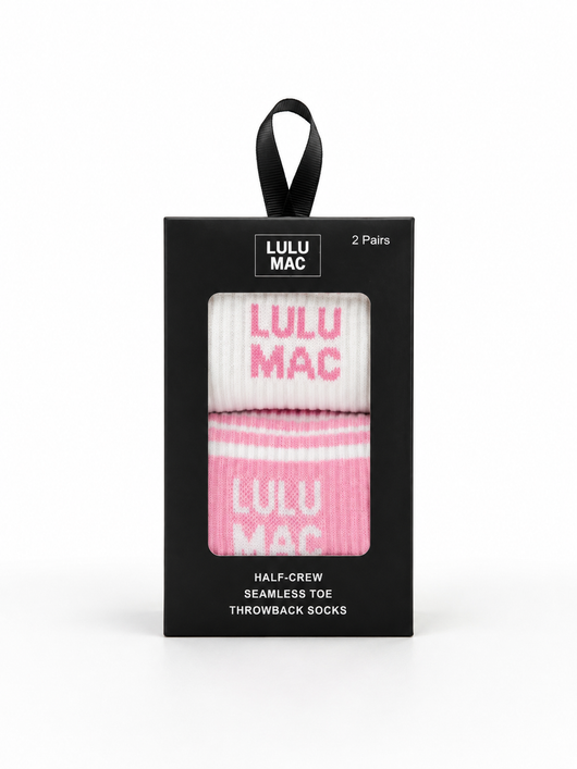 LM-SO-1000 Lulu Mac Socks 2 Pair Box- LIGHT PINK/LIGHT PINK