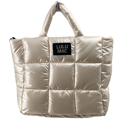 MP-8273 Large Puffer Metallic Handbag- Off-White – girliegirloriginals