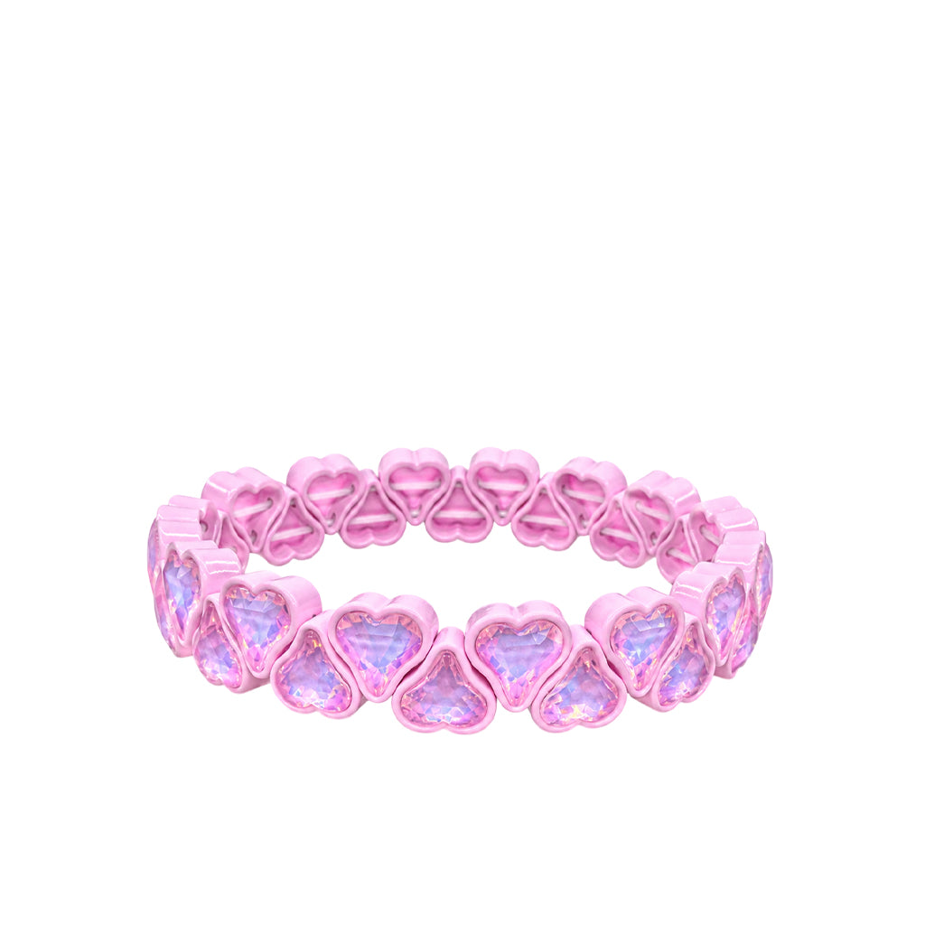 BR-RS-HEART Heart Rhinestone Bracelet - Light Pink