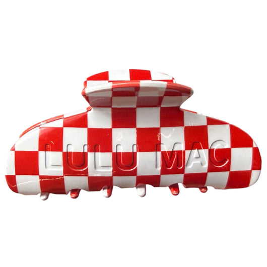 LULU MAC HAIR CLIPS LM-HR-1002 Checkered Red/White