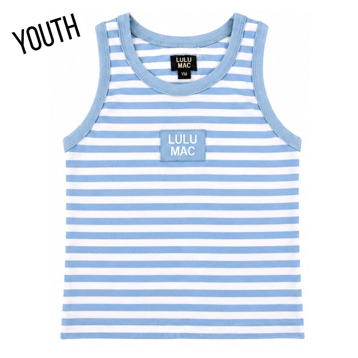 KD-MC-STRIPE MONOCHROME PATCH YOUTH TANK-LIGHT BLUE