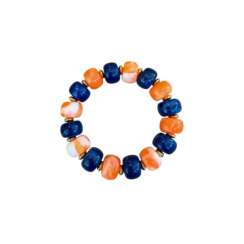 LM-BR-1006 BEADED BRACELET - ORANGE/NAVY