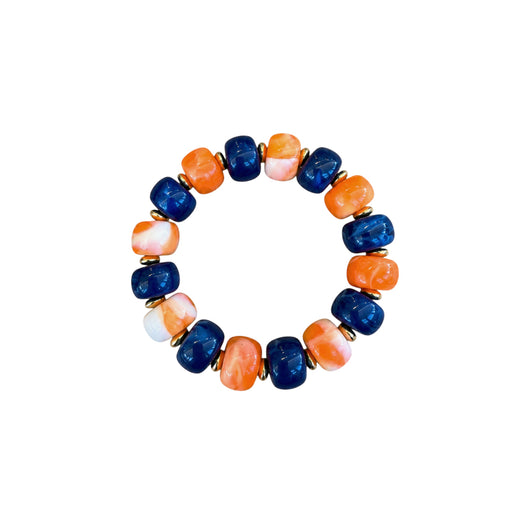 LM-BR-1006 BEADED BRACELET - ORANGE/NAVY