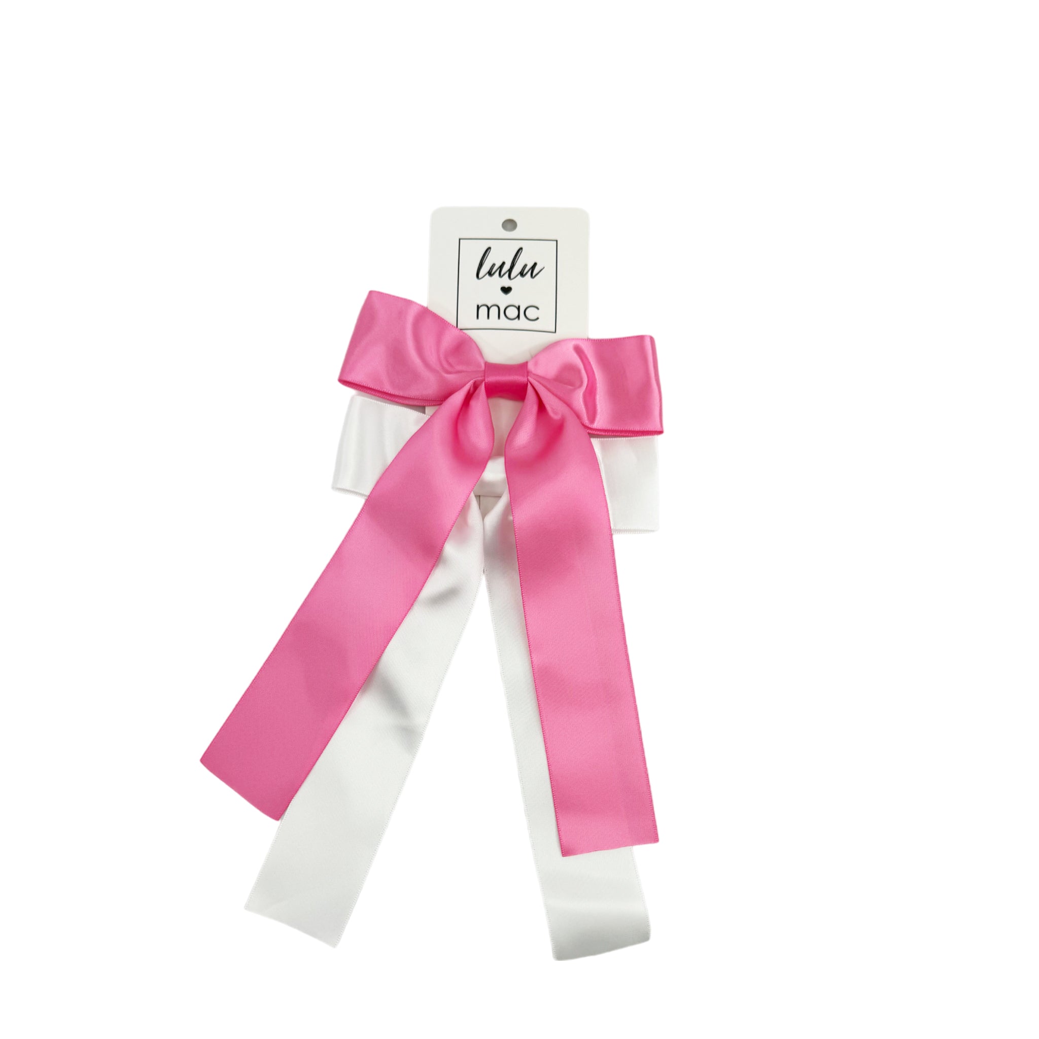 DDS-5195 Satin Double Bow Bubblegum Pink/White
