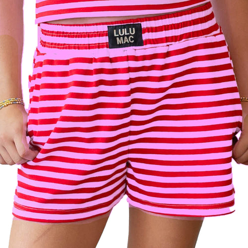 LM-STRIPE Short-RED/PINK – girliegirloriginals