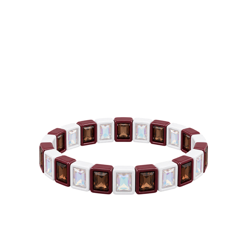 BR-RS-1002 Maroon/White Rhinestone Bracelet