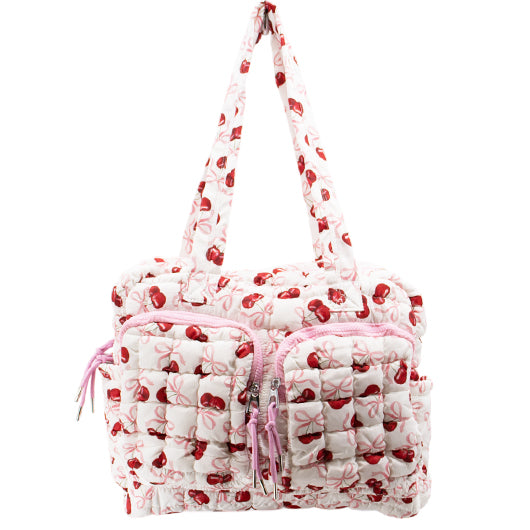 GZ-2646 Puffer Quilted Travel Bag Cherry