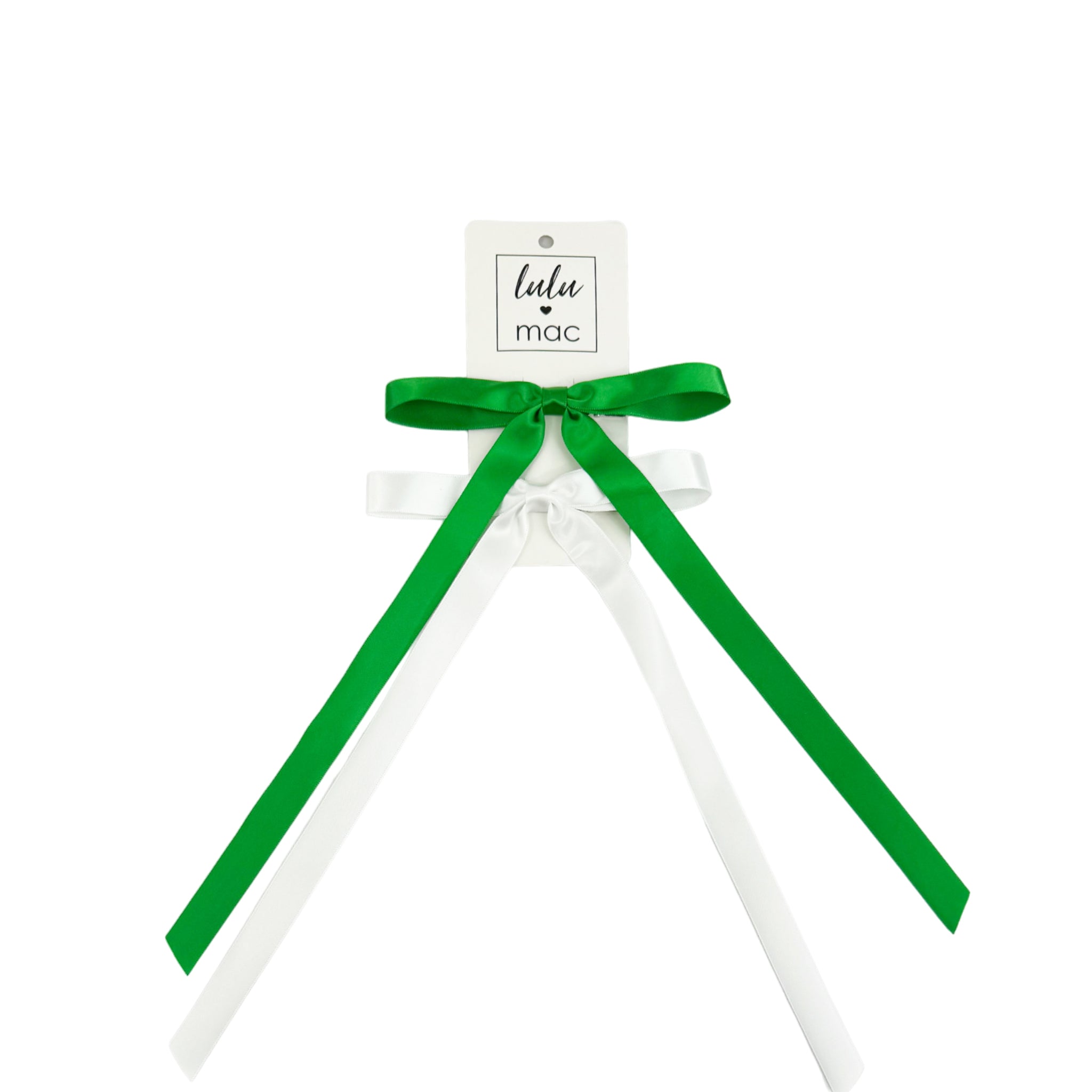 DDM-7656 Satin Mini Double Bow  Green/White