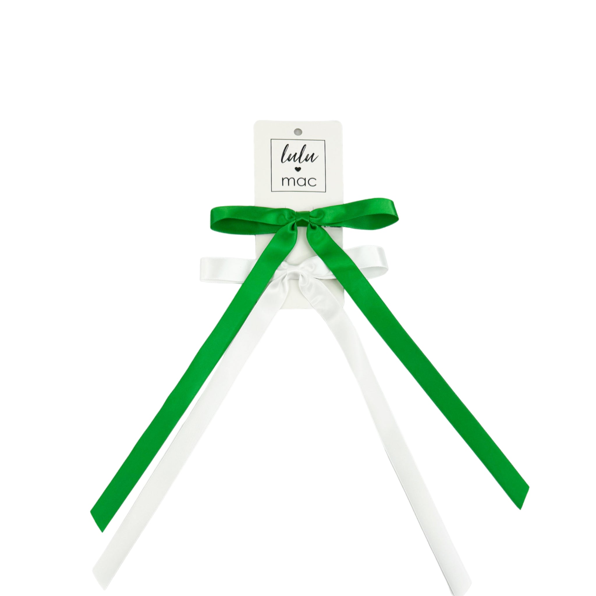DDS-7656 Satin Mini Double Bow  Green/White