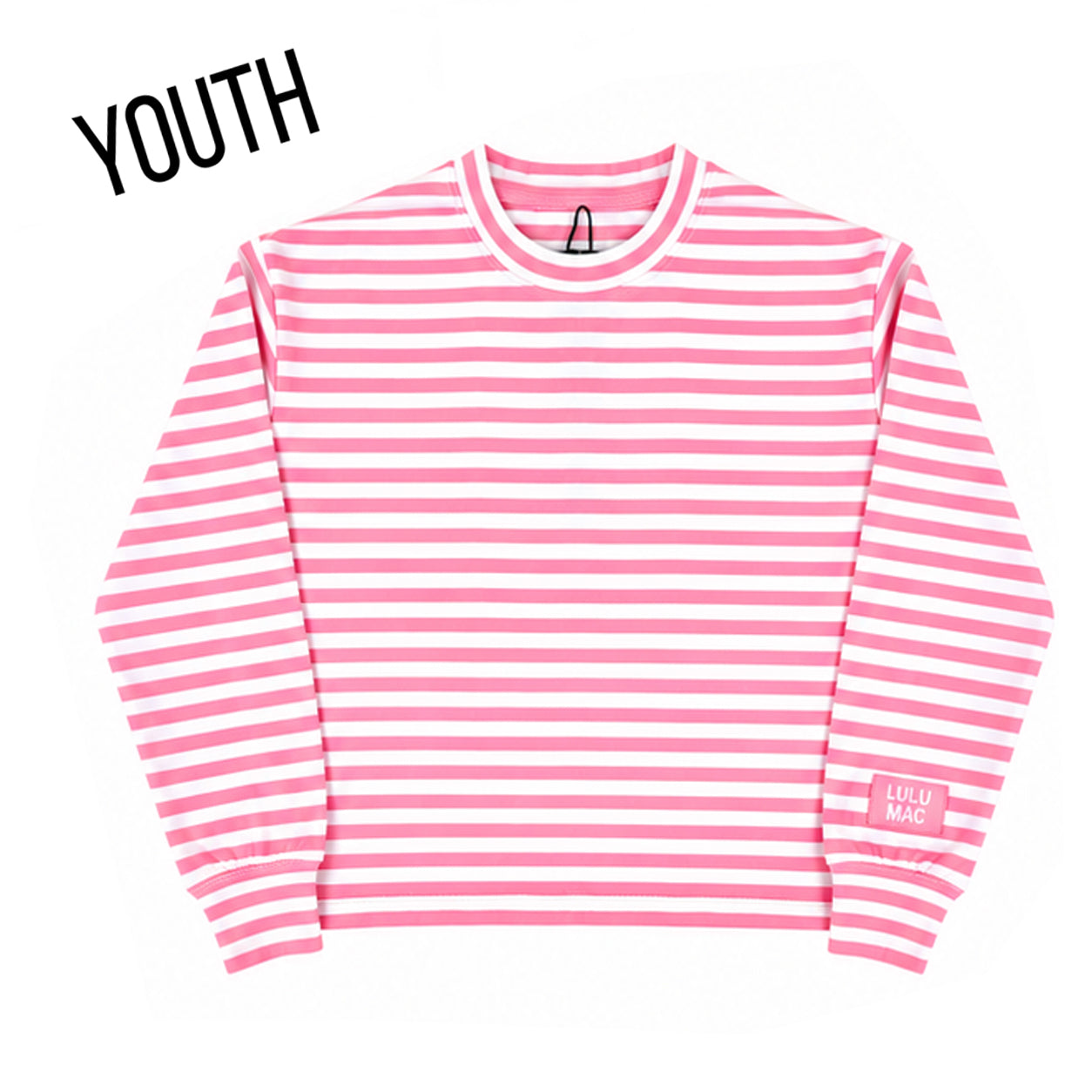 KD-MC-STRIPE MONOCHROME PATCH YOUTH LONG SLEEVE TOP-NEON PINK