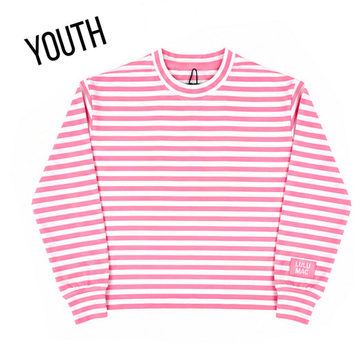 KD-MC-STRIPE MONOCHROME PATCH YOUTH LONG SLEEVE TOP-NEON PINK